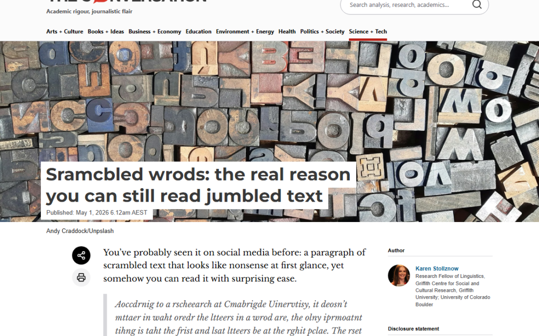 Sramcbled wrods: the real reason you can still read jumbled text